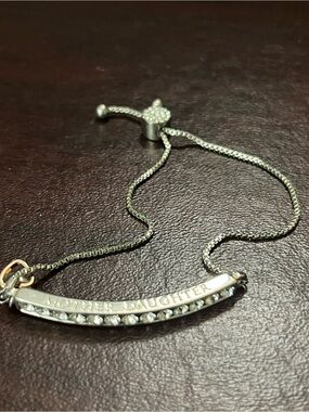 Silver Mother Daughter Bar Necklace with Crystal Accents